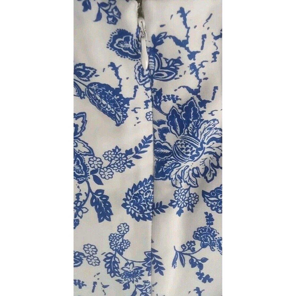 Madison Leigh Dress Sz 8 Blue Floral Cap Sleeves Zip Cotton - Picture 9 of 11